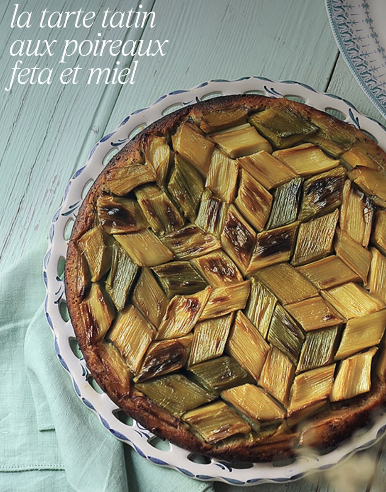 Tarte matin aux poireaux, fêta et miel